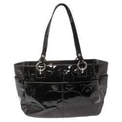 Pre Owned حقيبة يد توتس كوتش غاليري إيست ويست جلد لامعة سوداء 