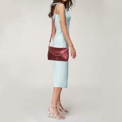 Pre Owned Coach Burgundy Leather Chain Baguette Bag