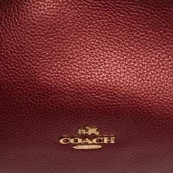 Pre Owned Coach Burgundy Leather Chain Baguette Bag