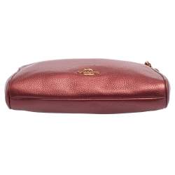 Pre Owned Coach Burgundy Leather Chain Baguette Bag