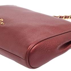 Pre Owned Coach Burgundy Leather Chain Baguette Bag