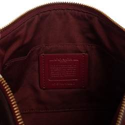 Pre Owned Coach Burgundy Leather Chain Baguette Bag