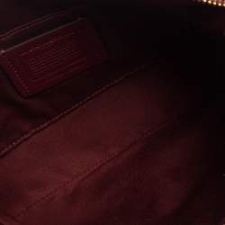 Pre Owned Coach Burgundy Leather Chain Baguette Bag