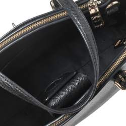 Pre Owned Coach Black Leather Small Turnlock Double Zip Convertible Tote