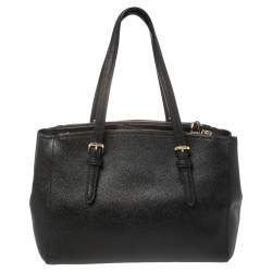 Pre Owned Coach Black Leather Small Turnlock Double Zip Convertible Tote