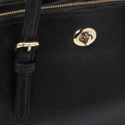 Pre Owned Coach Black Leather Small Turnlock Double Zip Convertible Tote