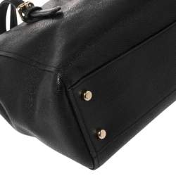 Pre Owned Coach Black Leather Small Turnlock Double Zip Convertible Tote