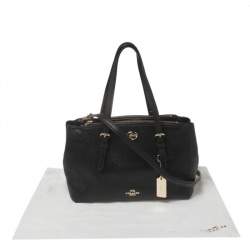 Pre Owned Coach Black Leather Small Turnlock Double Zip Convertible Tote