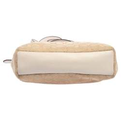 Coach Beige/White Signature Canvas and Leather MIni Kelsey Satchel