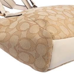 Coach Beige/White Signature Canvas and Leather MIni Kelsey Satchel