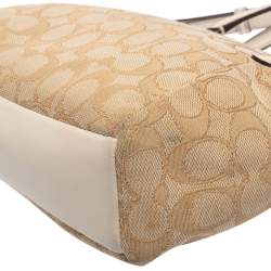 Coach Beige/White Signature Canvas and Leather MIni Kelsey Satchel