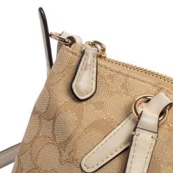 Coach Beige/White Signature Canvas and Leather MIni Kelsey Satchel