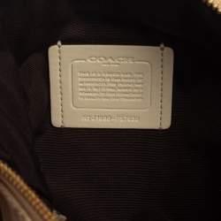 Coach Beige/White Signature Canvas and Leather MIni Kelsey Satchel
