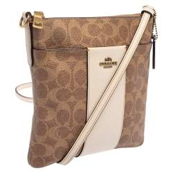 Coach Beige/Pink Signature Coated Canvas and Leather Kitt Messenger Bag