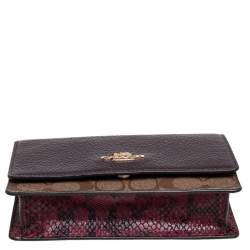 Coach Multicolor Signature Leather, Coated Canvas and Python Effect Leather Chain Belt Bag