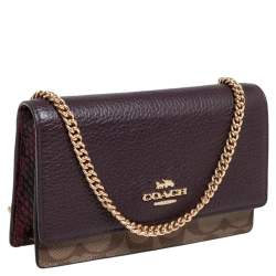  Coach Multicolor Signature Leather, Coated Canvas and Python Effect Leather Chain Belt Bag