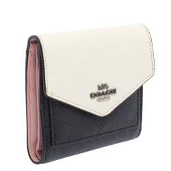 Coach Black/White Leather Colorblock Trifold Wallet 