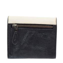 Coach Black/White Leather Colorblock Trifold Wallet 