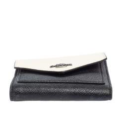 Coach Black/White Leather Colorblock Trifold Wallet 