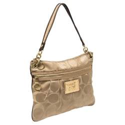 Coach Beige Signature Satin Messenger Bag