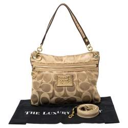 Coach Beige Signature Satin Messenger Bag