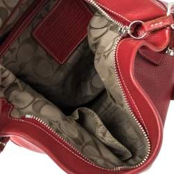 Pre Owned Coach Red Grained Leather Tassel Shoulder Bag