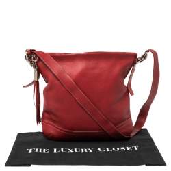 Pre Owned Coach Red Grained Leather Tassel Shoulder Bag