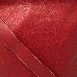 Pre Owned Coach Red Grained Leather Tassel Shoulder Bag