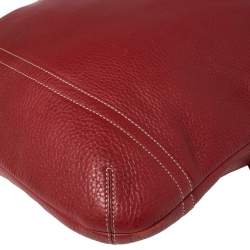 Pre Owned Coach Red Grained Leather Tassel Shoulder Bag