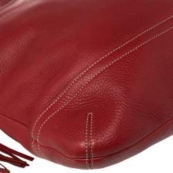 Pre Owned Coach Red Grained Leather Tassel Shoulder Bag