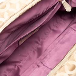 Pre Owned Coach Beige Op Art Canvas Madison Madeline East-West Satchel