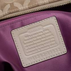 Pre Owned Coach Beige Op Art Canvas Madison Madeline East-West Satchel