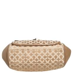 Pre Owned Coach Beige Op Art Canvas Madison Madeline East-West Satchel