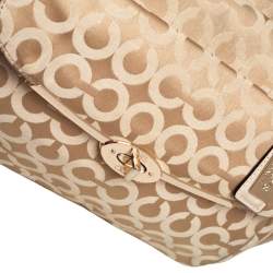 Pre Owned Coach Beige Op Art Canvas Madison Madeline East-West Satchel
