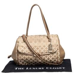 Pre Owned Coach Beige Op Art Canvas Madison Madeline East-West Satchel
