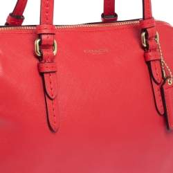 Pre Owned Coach Red Leather Boston Bag