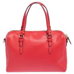 Pre Owned Coach Red Leather Boston Bag