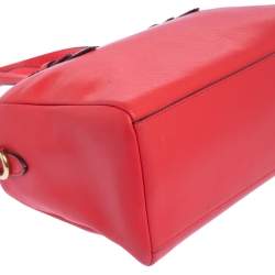 Pre Owned Coach Red Leather Boston Bag