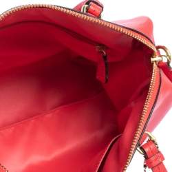 Pre Owned Coach Red Leather Boston Bag