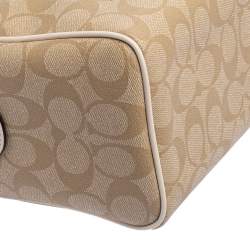 Pre Owned Coach Beige/Off White Signature Coated Canvas and Leather Mini Bennett Satchel