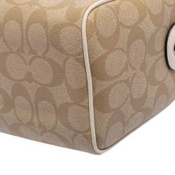 Pre Owned Coach Beige/Off White Signature Coated Canvas and Leather Mini Bennett Satchel