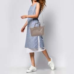 Pre Owned Coach Grey Pebbled Leather Prairie Satchel