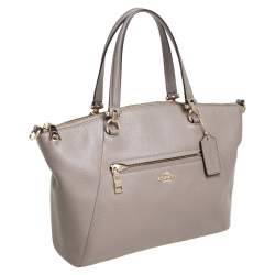 Pre Owned Coach Grey Pebbled Leather Prairie Satchel