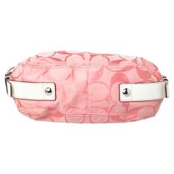 Coach Pink/White Signature Canvas and Leather Hobo