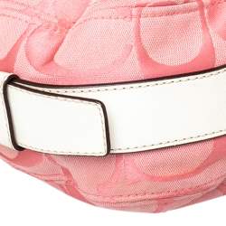 Coach Pink/White Signature Canvas and Leather Hobo