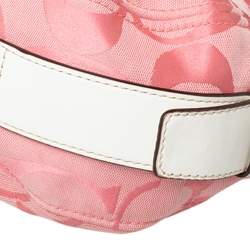 Coach Pink/White Signature Canvas and Leather Hobo