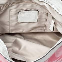 Coach Pink/White Signature Canvas and Leather Hobo
