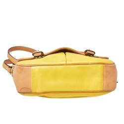 Pre Owned Coach Yellow/White Leather Park Crossbody Bag
