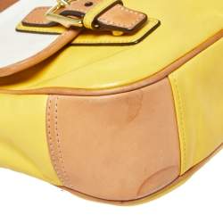 Pre Owned Coach Yellow/White Leather Park Crossbody Bag