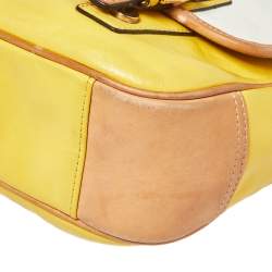 Pre Owned Coach Yellow/White Leather Park Crossbody Bag